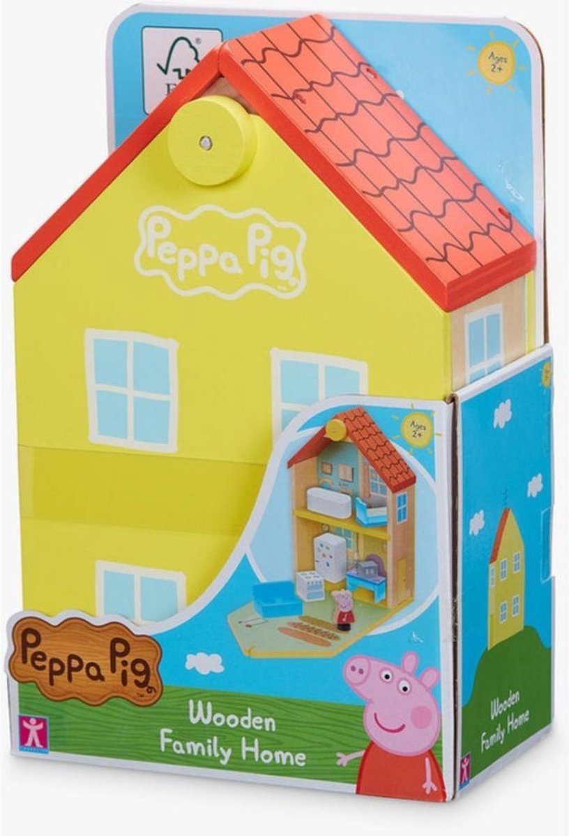 Peppa Pig Nickelodeon speelset familiehuis 30 cm hout 7 delig