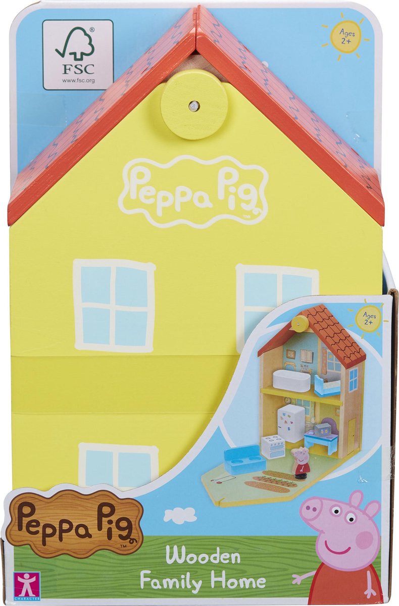 Peppa Pig Nickelodeon speelset familiehuis 30 cm hout 7 delig