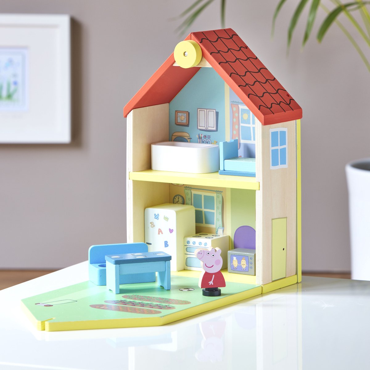 Peppa Pig Nickelodeon speelset familiehuis 30 cm hout 7 delig