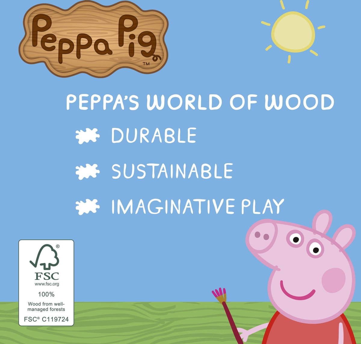 Peppa Pig Nickelodeon speelset familiehuis 30 cm hout 7 delig