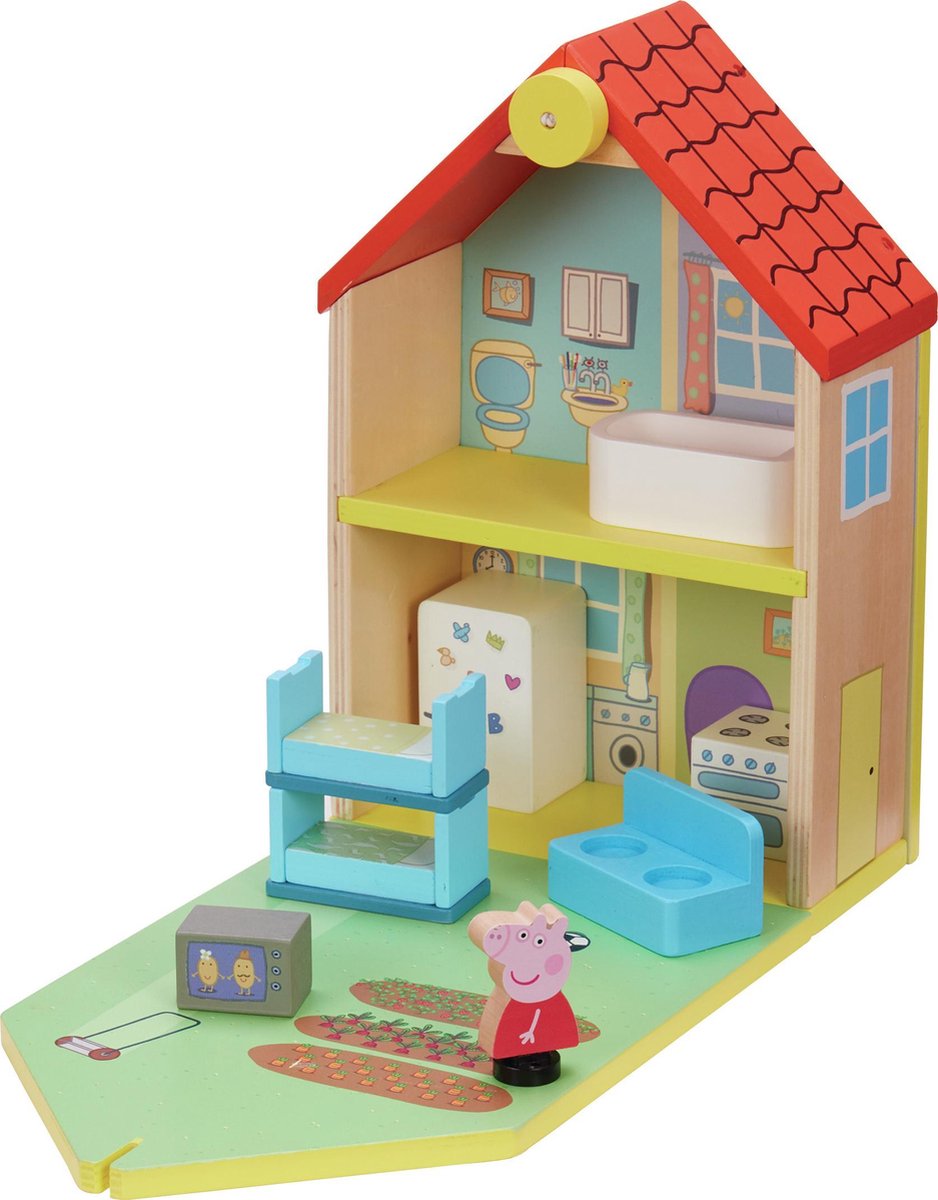 Peppa Pig Nickelodeon speelset familiehuis 30 cm hout 7 delig