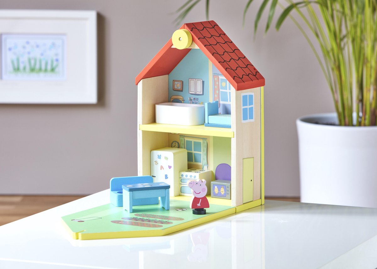 Peppa Pig Nickelodeon speelset familiehuis 30 cm hout 7 delig