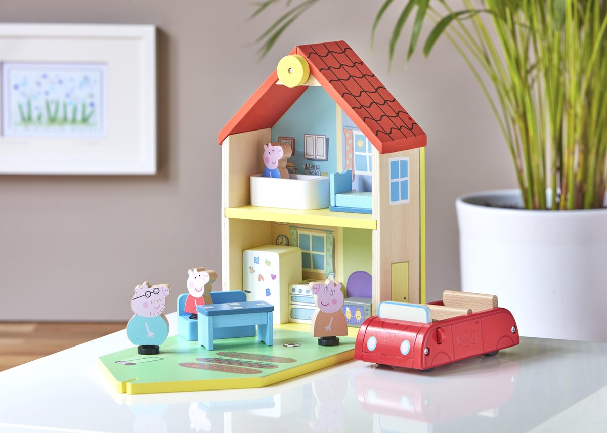 Peppa Pig Nickelodeon speelset familiehuis 30 cm hout 7 delig