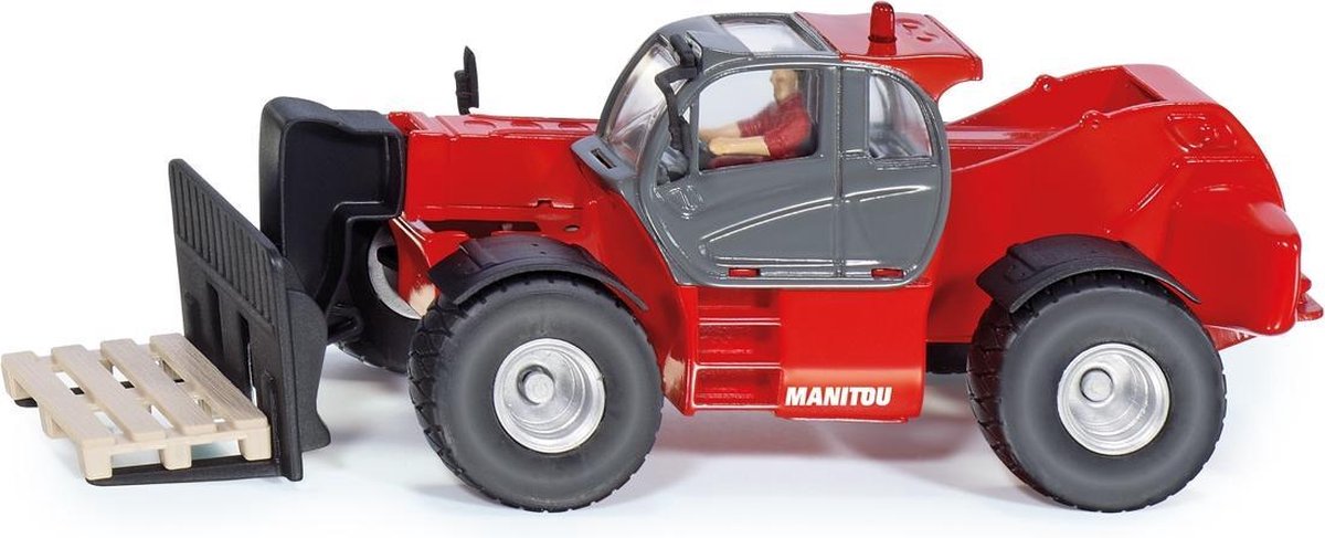 Siku Manitou MHT 10230 verreiker met vork en pallets (3507) - Rood