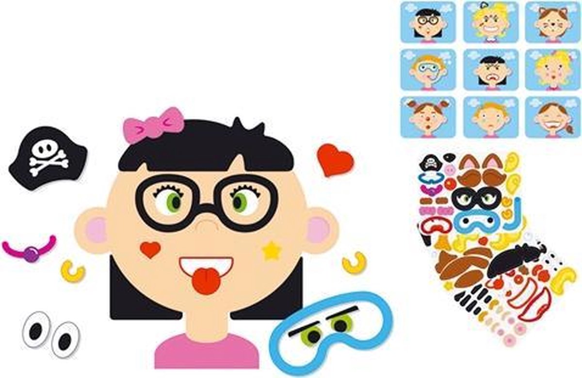 Goki Magneetspel Gekke Gezichten meisje 85 delig