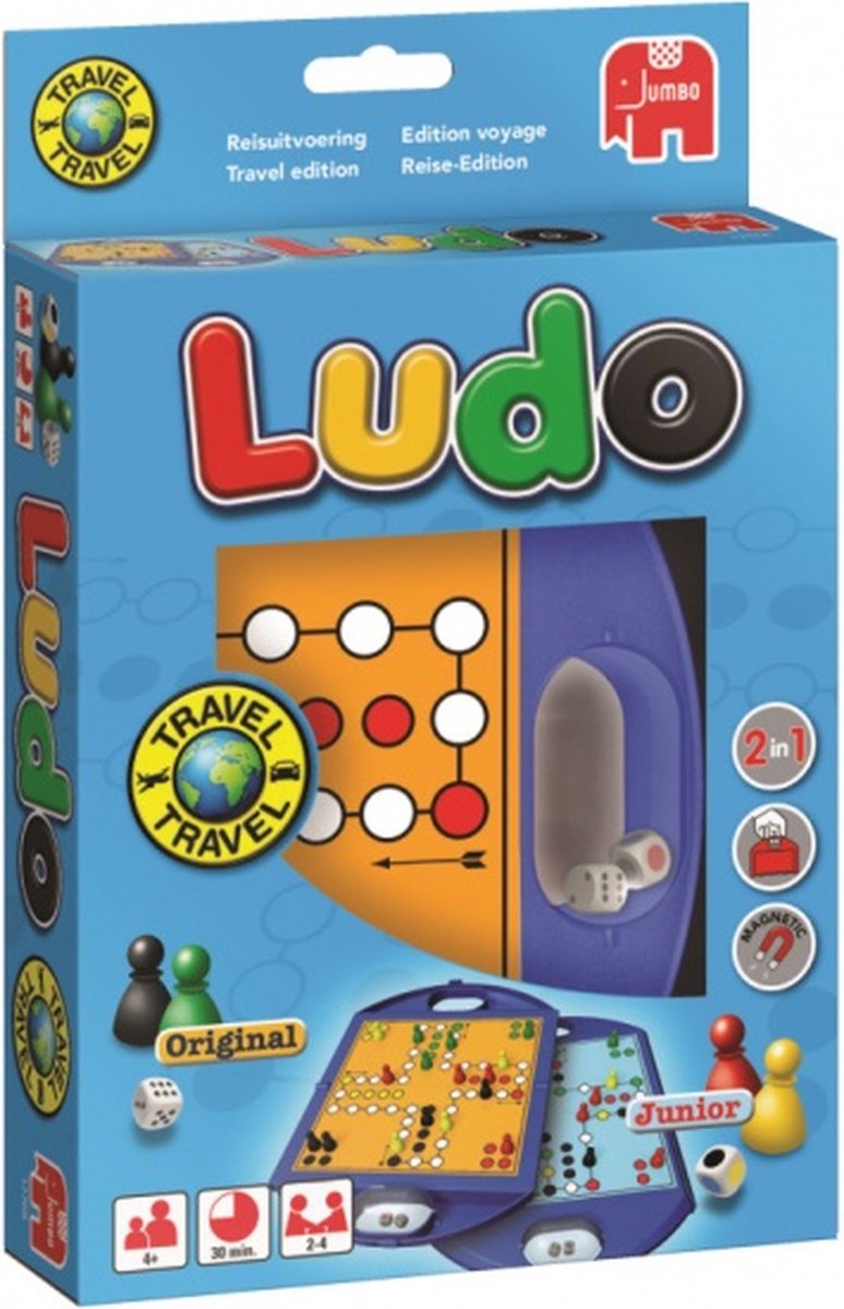 Jumbo Mens erger je niet: Ludo reisspel - Blauw