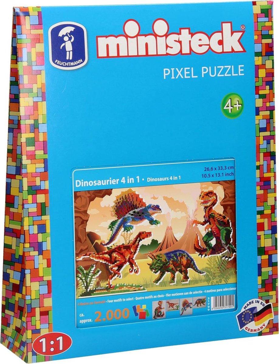 Ministeck dinosauriër 4 in 1 2000 delig - Blauw