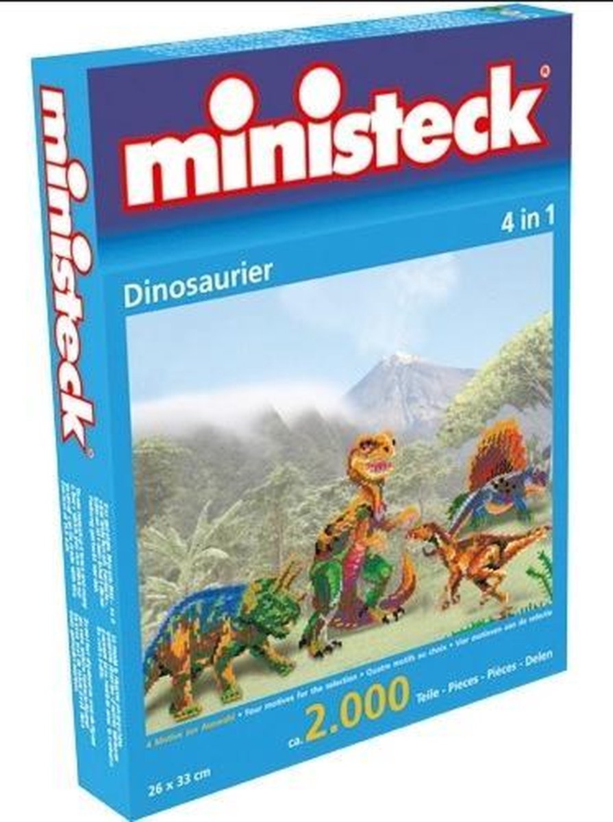 Ministeck dinosauriër 4 in 1 2000 delig - Blauw