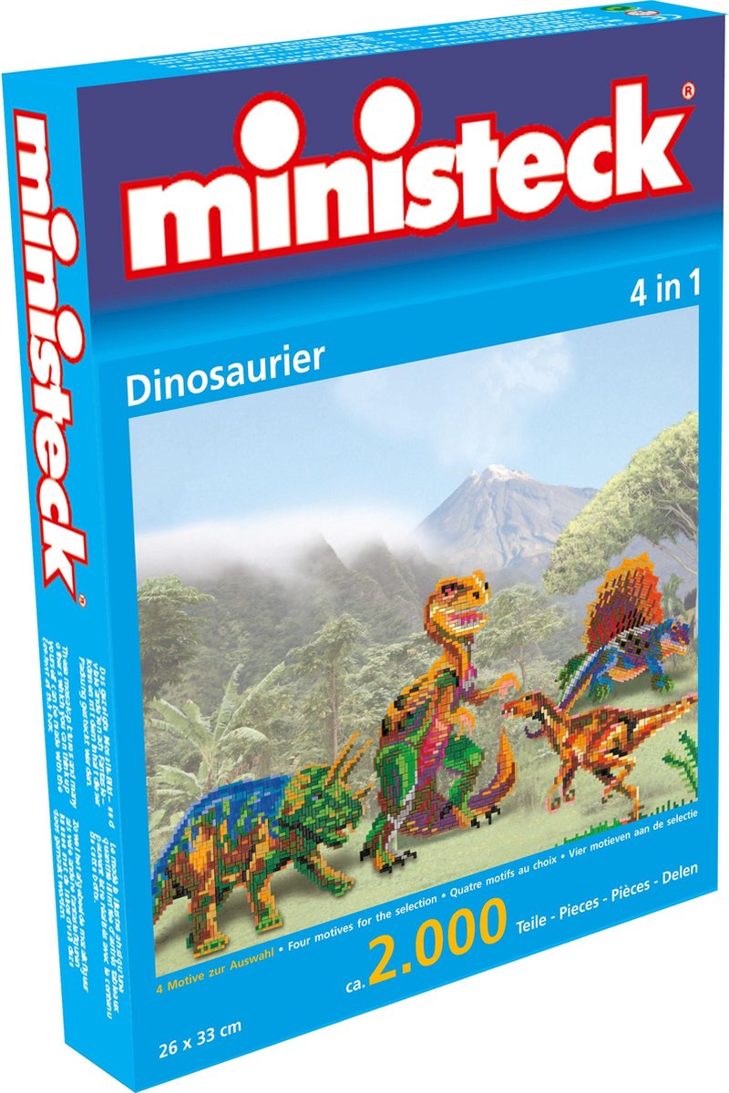 Ministeck dinosauriër 4 in 1 2000 delig - Blauw