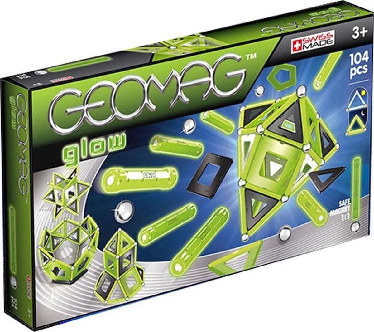 Geomag Color Glow in the Dark licht 104 delig - Groen