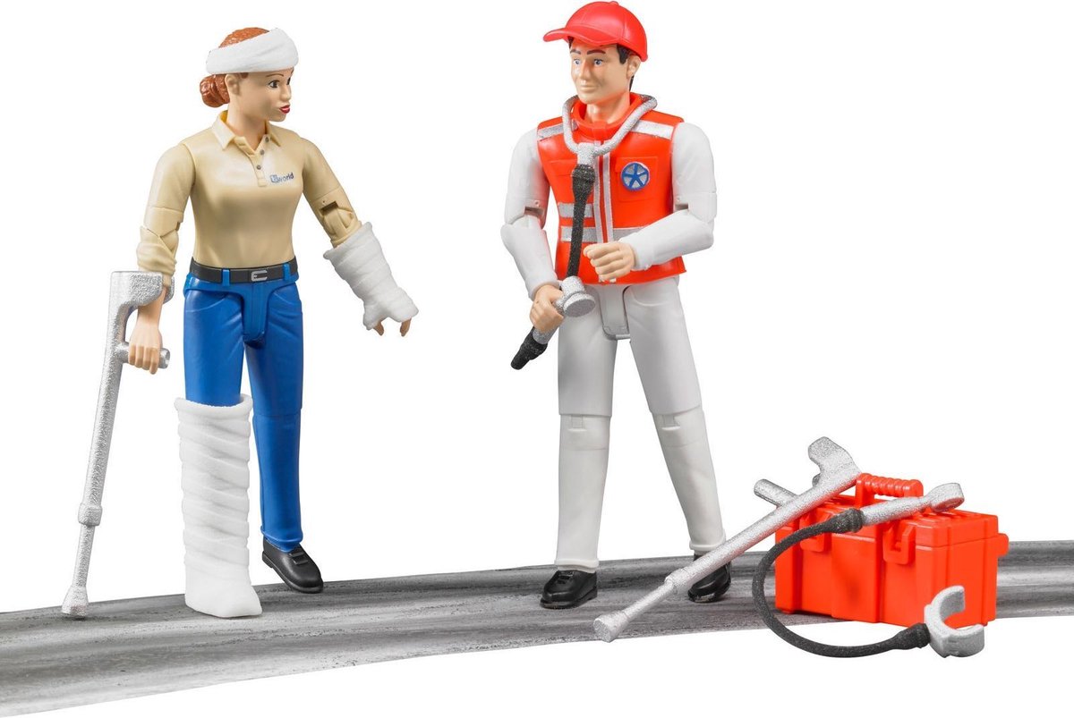 Bruder figurenset ambulancebroeder en patiënt (62710) - Grijs