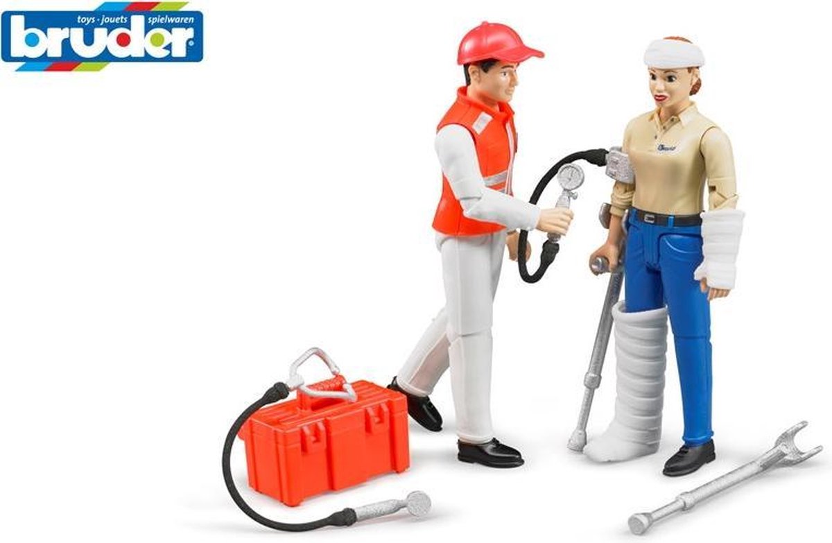 Bruder figurenset ambulancebroeder en patiënt (62710) - Grijs
