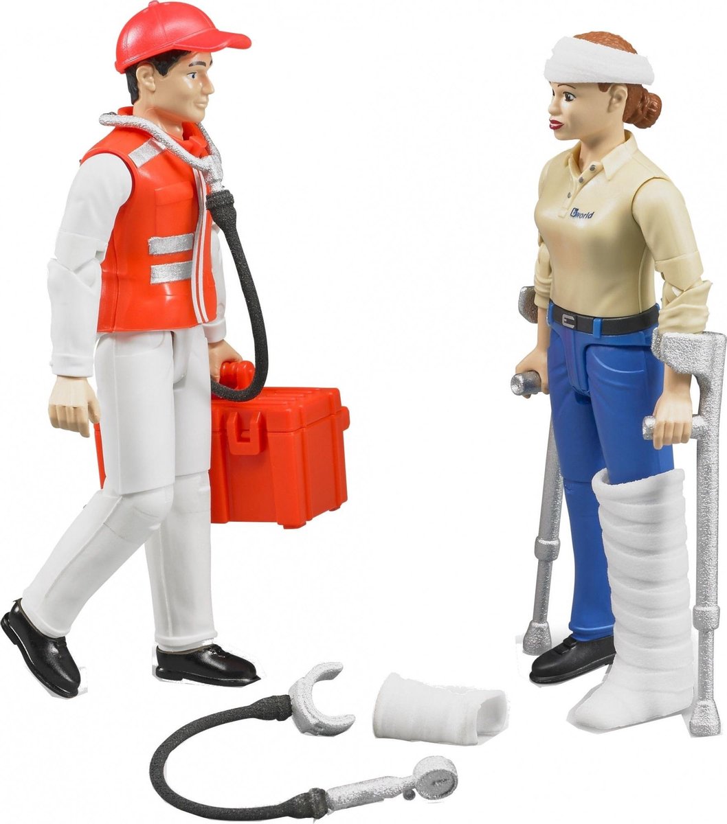 Bruder figurenset ambulancebroeder en patiënt (62710) - Grijs