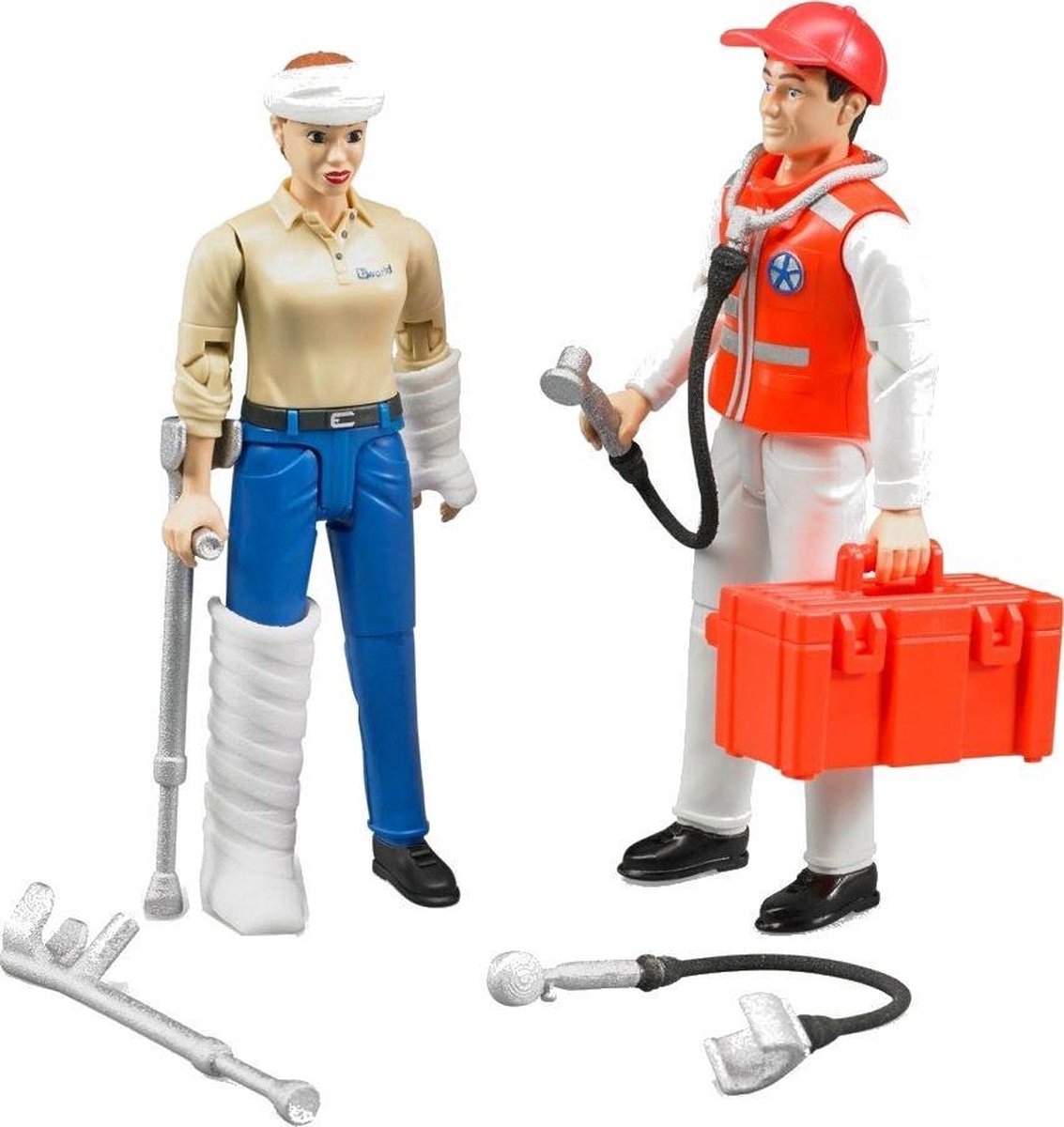 Bruder figurenset ambulancebroeder en patiënt (62710) - Grijs