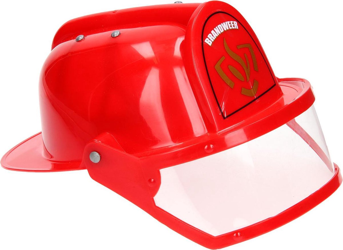 Johntoy brandweerhelm met vizier - Rood