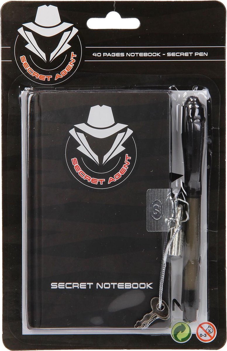 Johntoy secret notebook met pen - Zwart