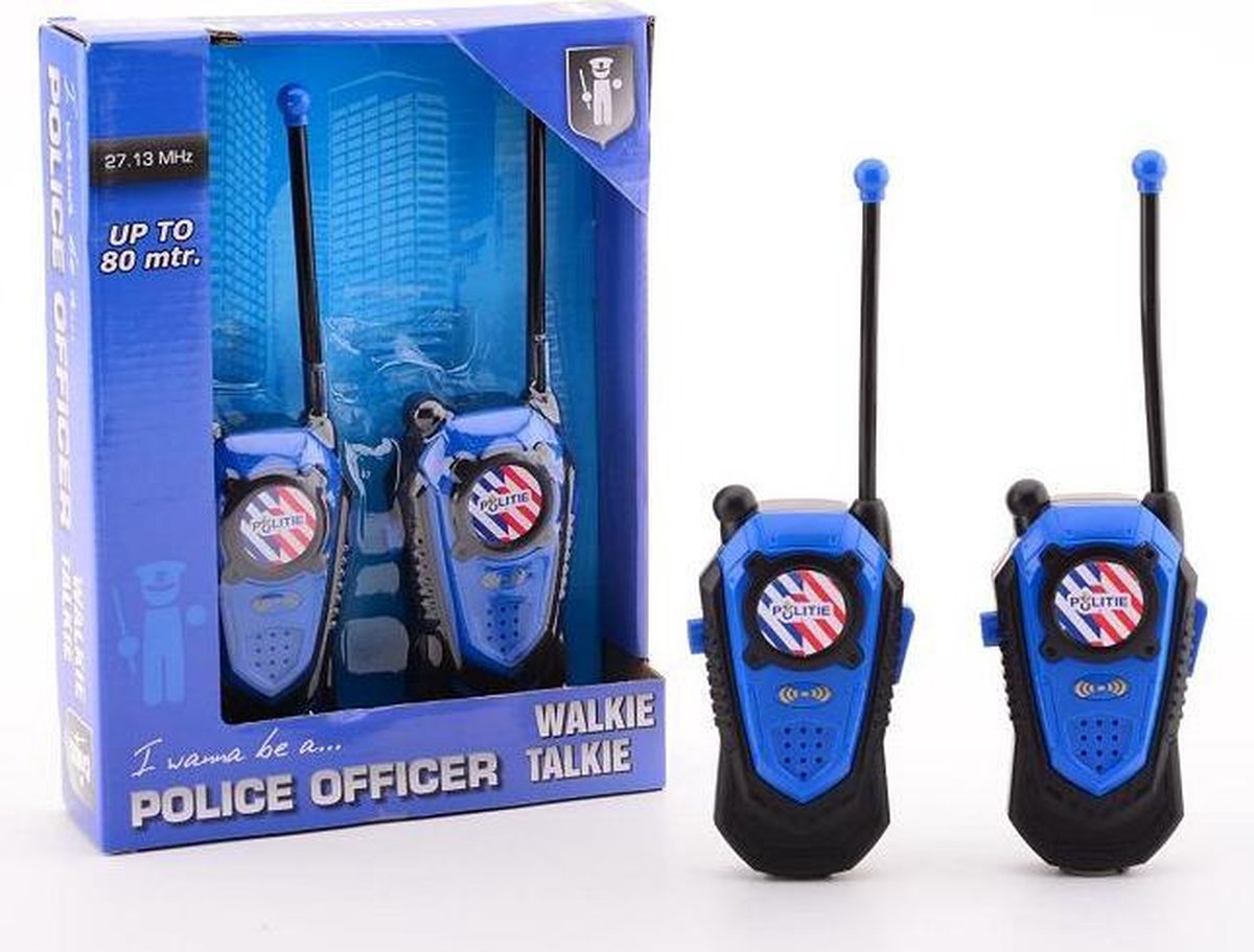 Johntoy walkie talkie set Politie 2 delig 80 mtr - Blauw