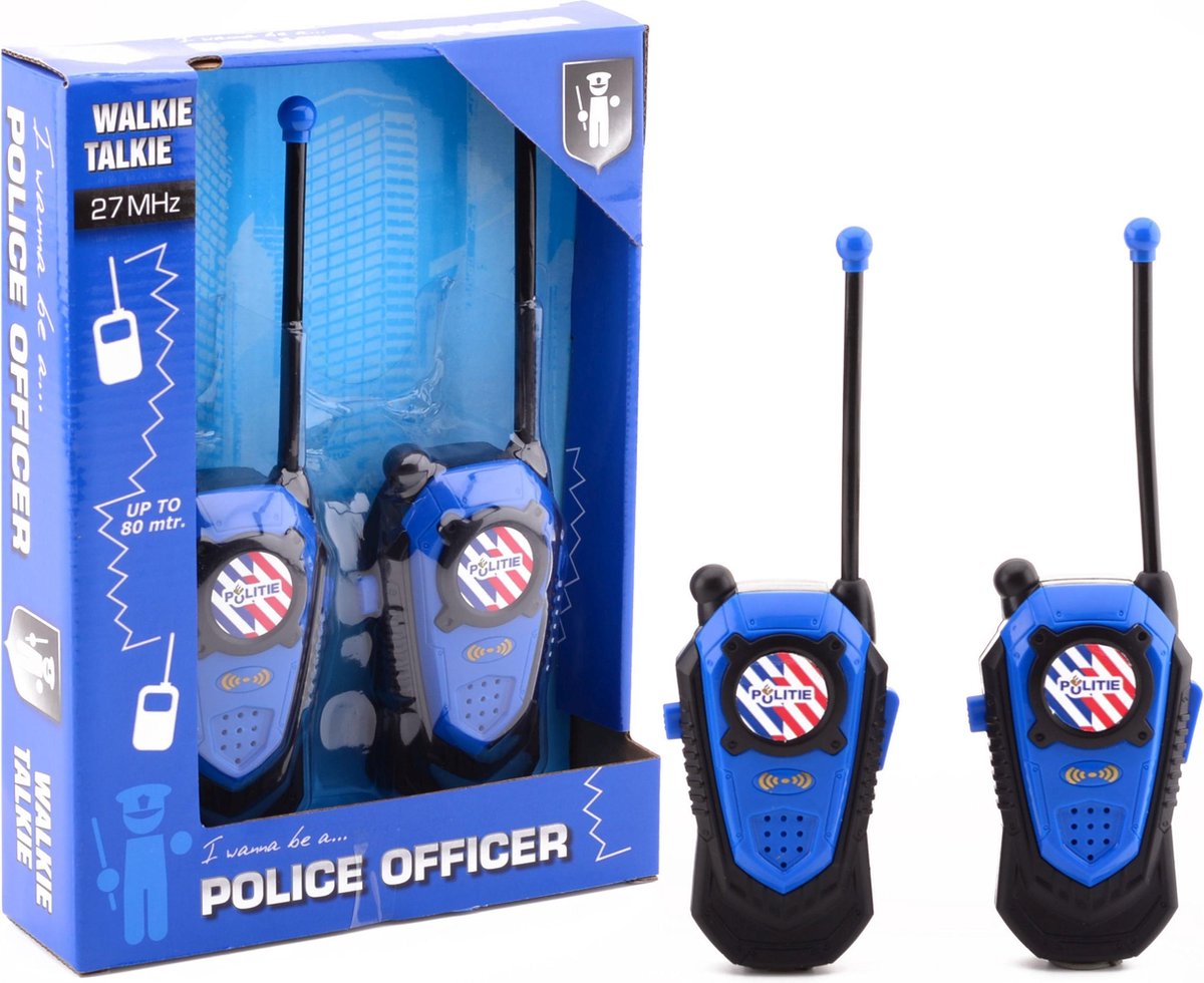 Johntoy walkie talkie set Politie 2 delig 80 mtr - Blauw