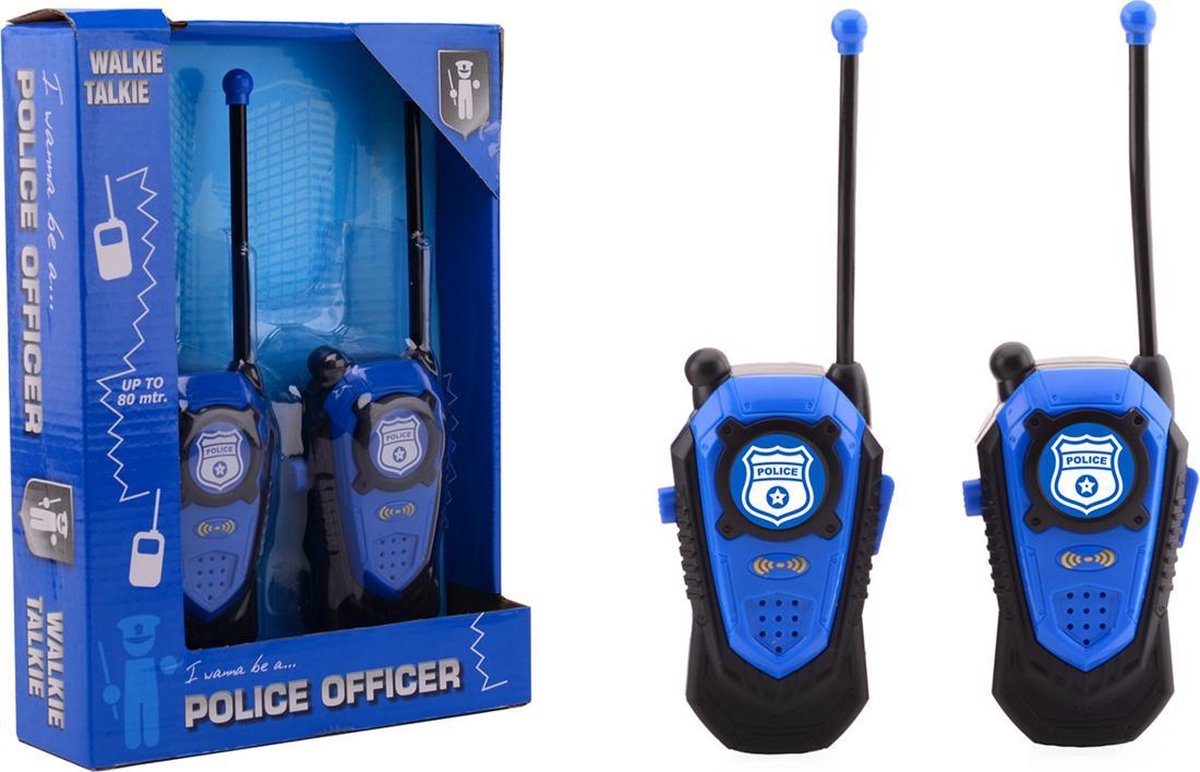 Johntoy walkie talkie set Politie 2 delig 80 mtr - Blauw