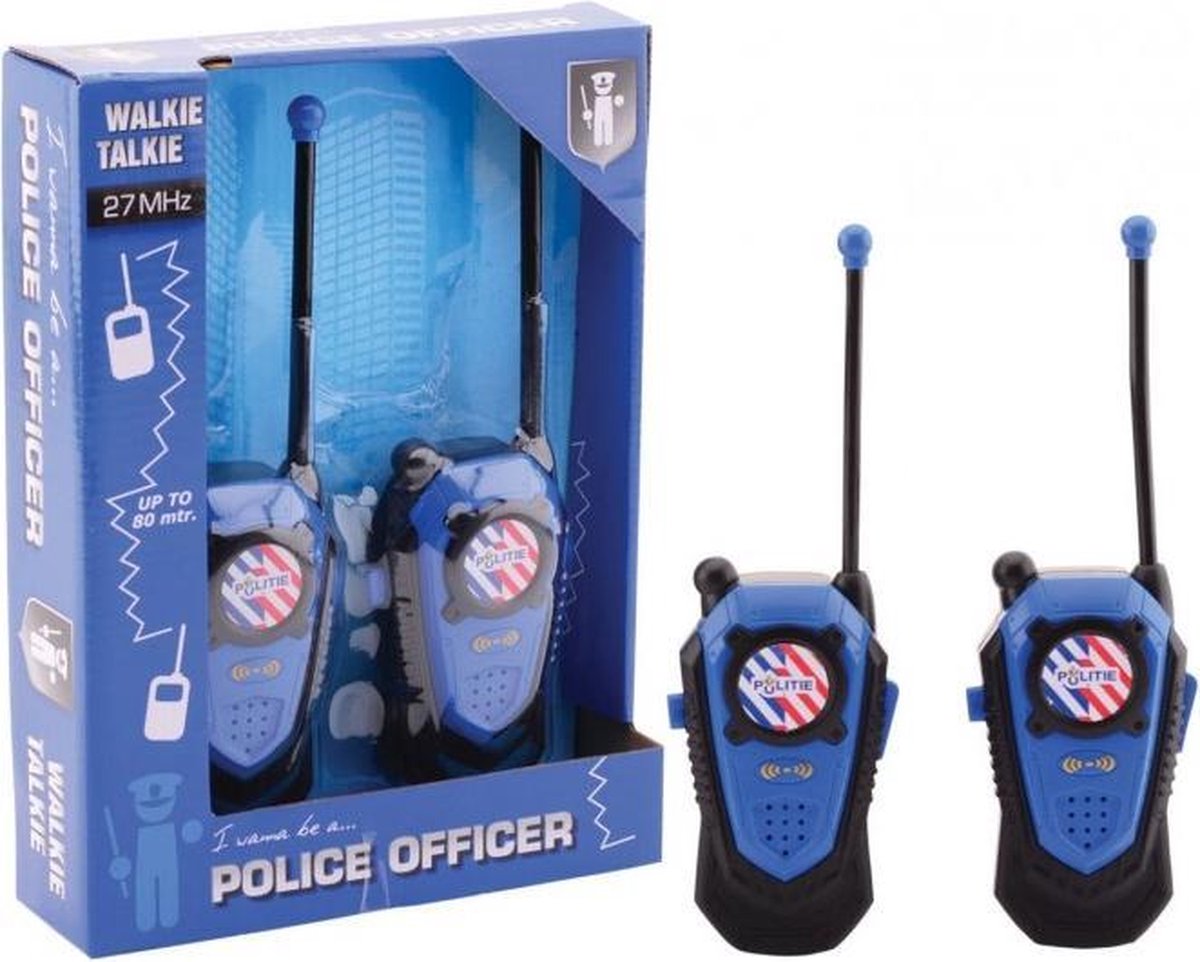 Johntoy walkie talkie set Politie 2 delig 80 mtr - Blauw