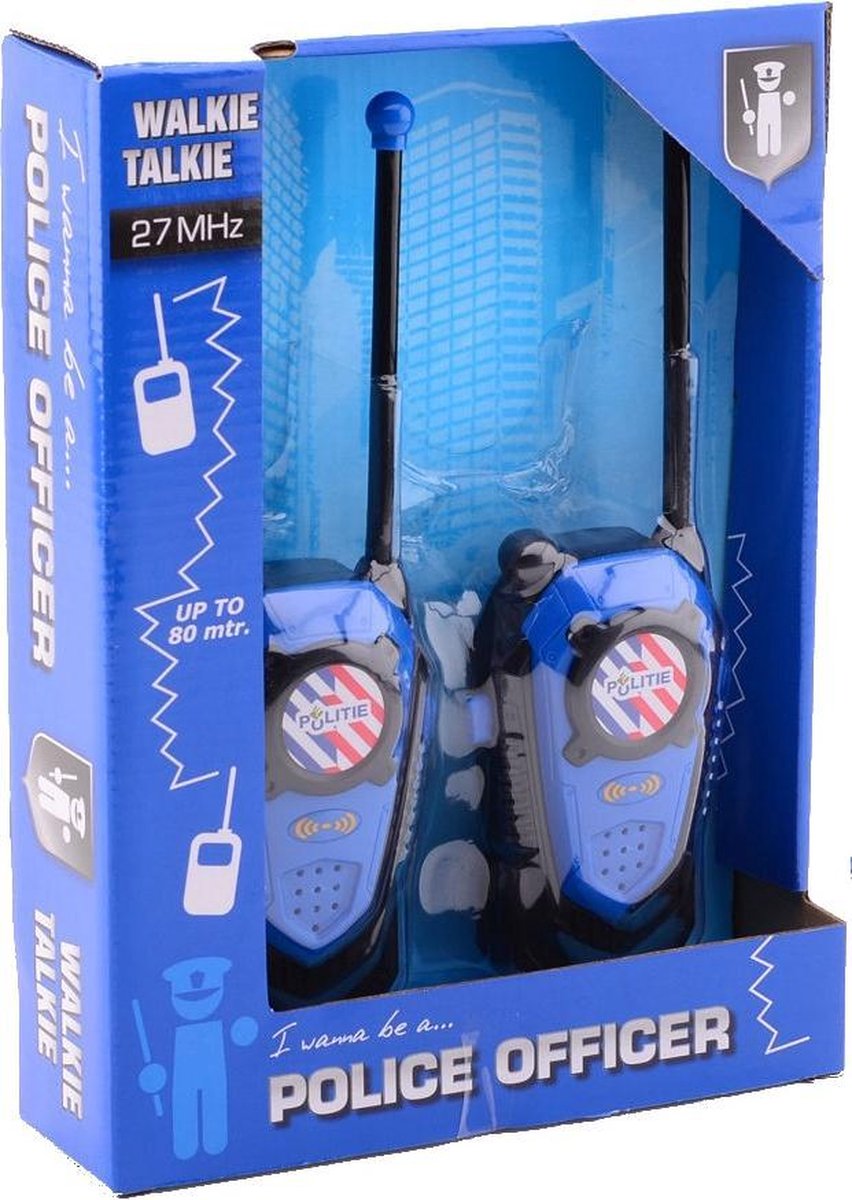 Johntoy walkie talkie set Politie 2 delig 80 mtr - Blauw