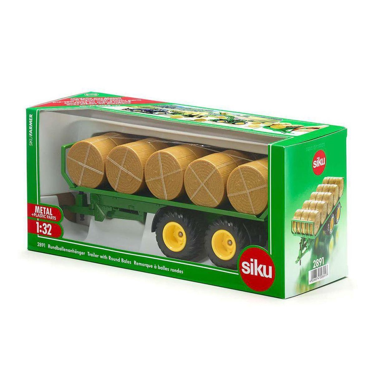 Siku John Deere balenwagen met hooibalen groen/ (2891) - Geel