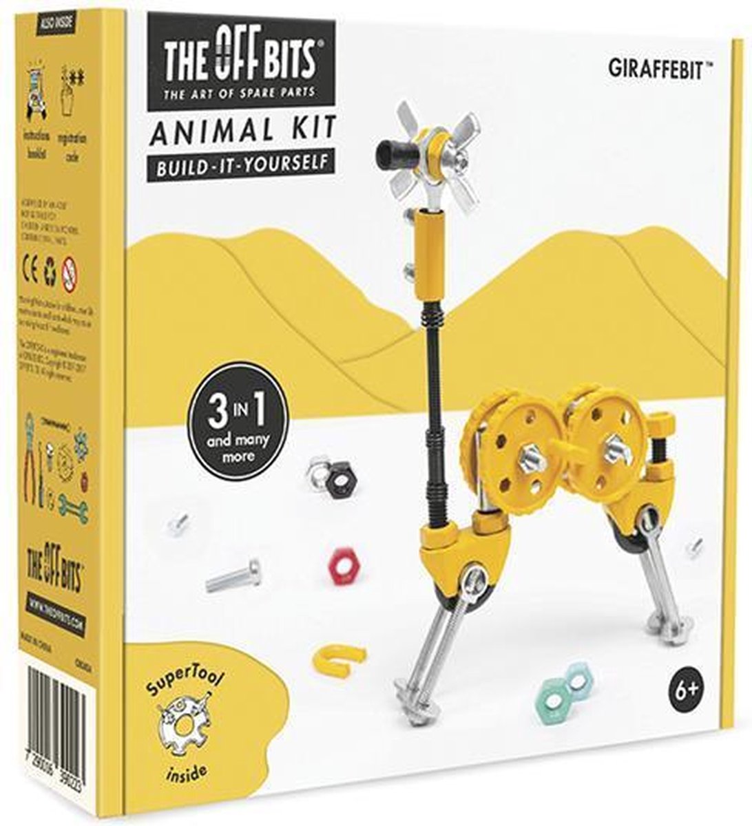 The Offbits bouwpakket Animal Kit Giraffebit 62 delig - Geel