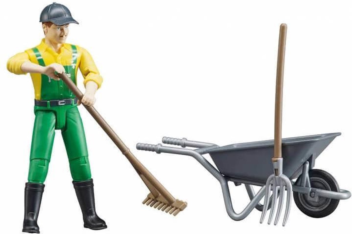 Bruder gemeentewerker met accessoires groen 4 delig