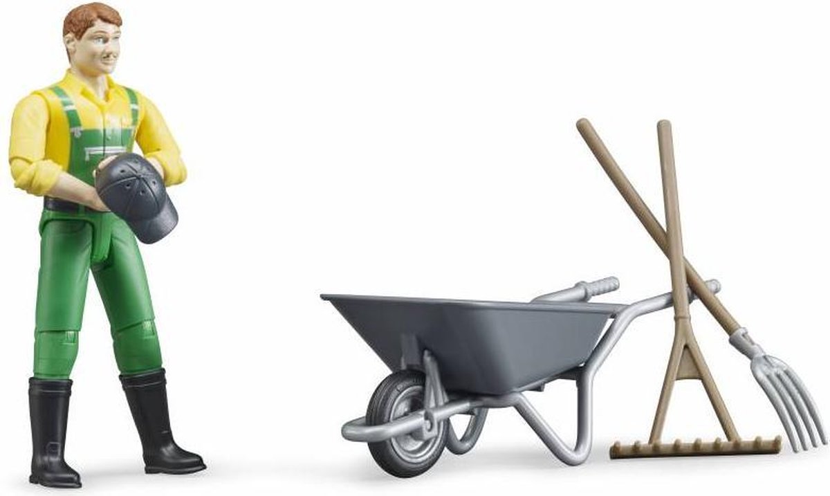 Bruder gemeentewerker met accessoires groen 4 delig