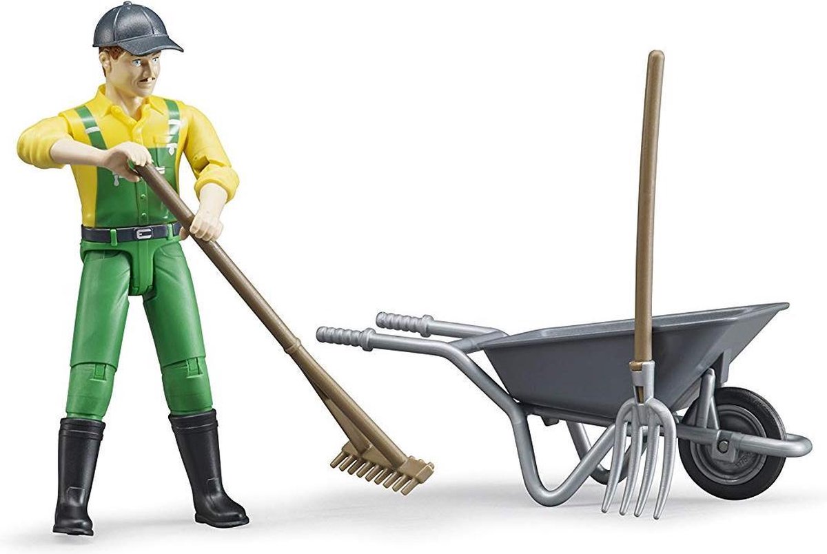 Bruder gemeentewerker met accessoires groen 4 delig