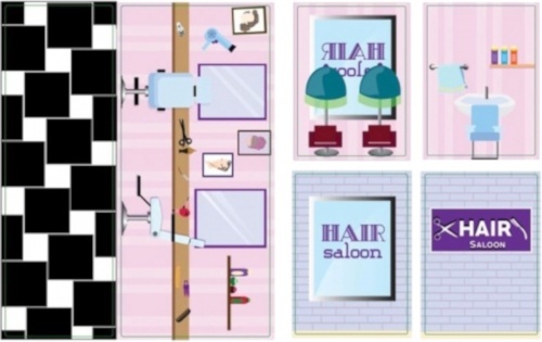 BanBao iWallz decoratiestickers Hair Saloon 6 delig