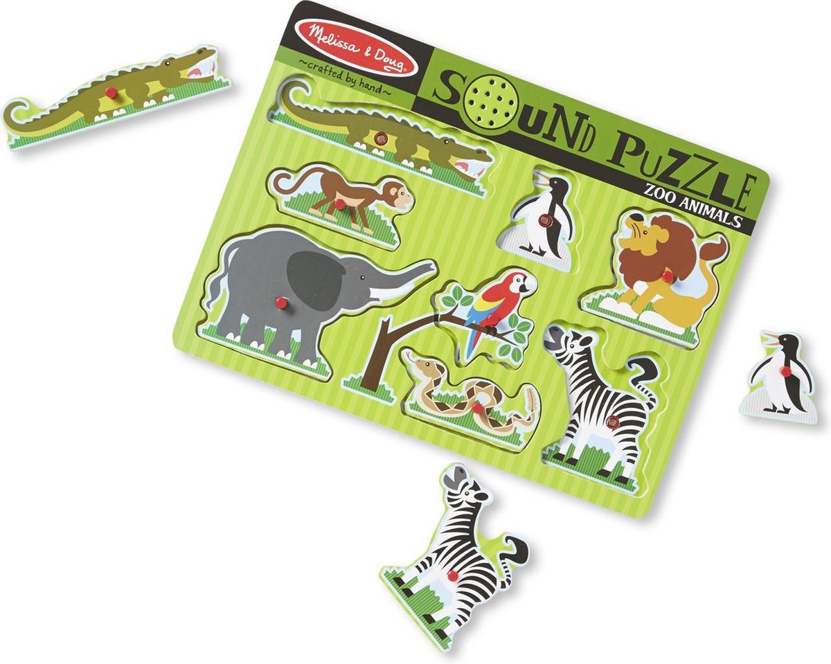 Melissa & Doug vormenpuzzel met geluid dierentuindieren 8 stukjes