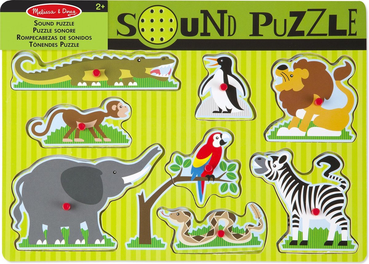 Melissa & Doug vormenpuzzel met geluid dierentuindieren 8 stukjes