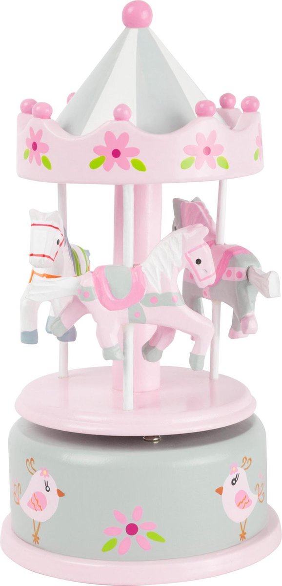 Small Foot muziekdoos paardencarrousel 9 x 19 cm - Roze