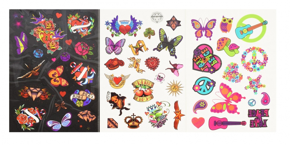 Toi-Toys Toi Toys tattoo stickervel met glow - Roze