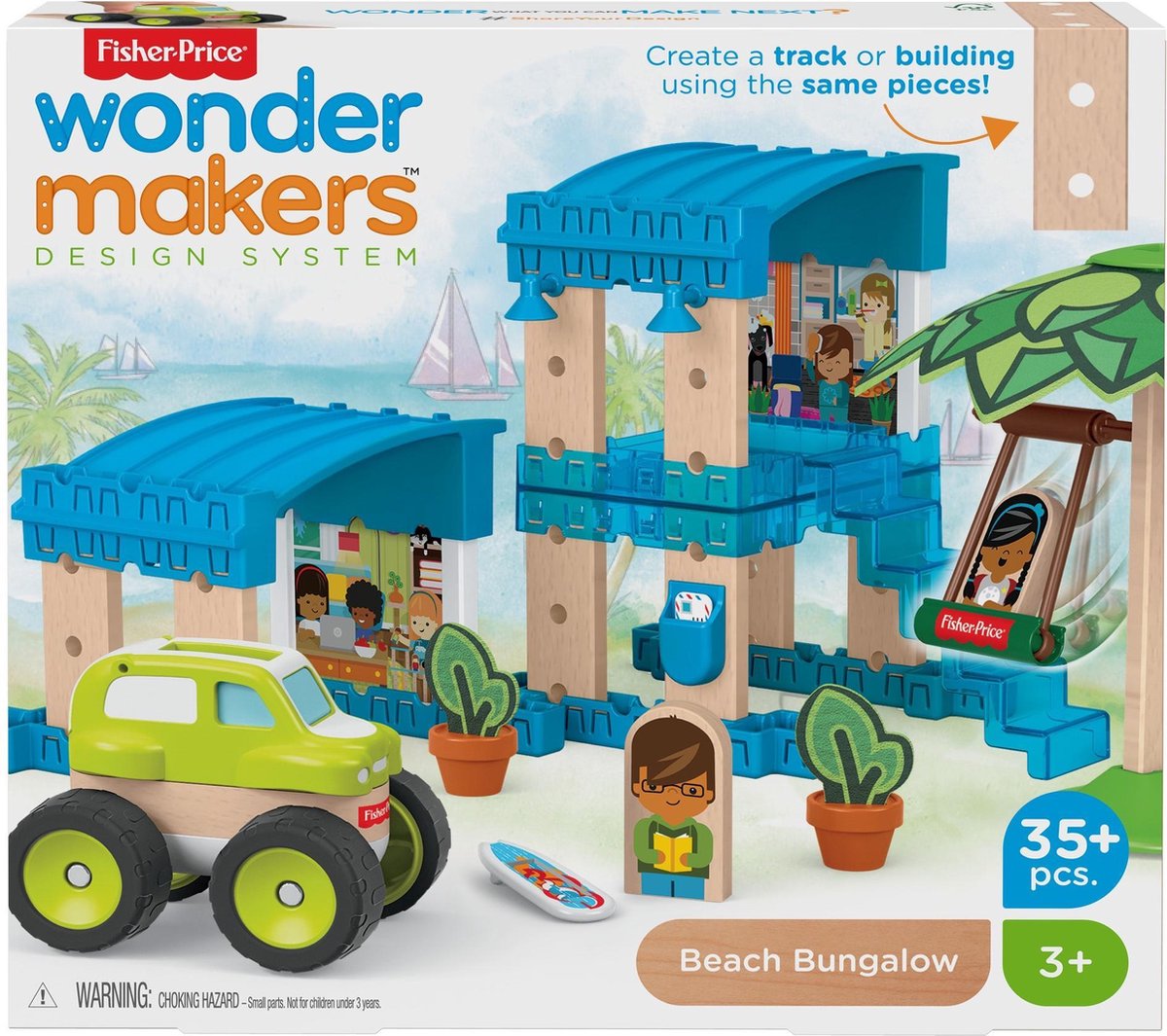 Mattel Fisher Price bouwpakket Wonder Makers Strandhuis hout 35 delig