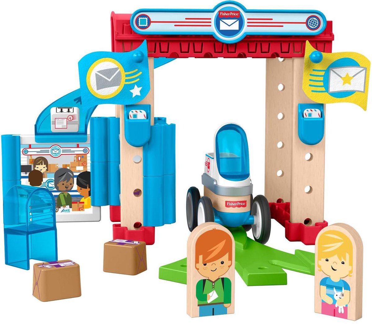Fisher Price bouwpakket Wonder Makers Postkantoor hout 35 delig