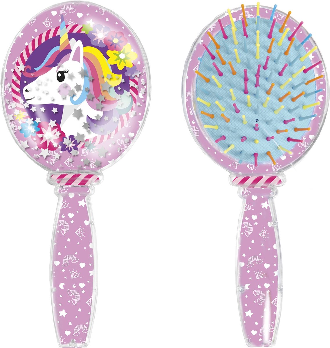 Totum haarborstel Unicorn Glitter 17,5 cm meisjes - Roze