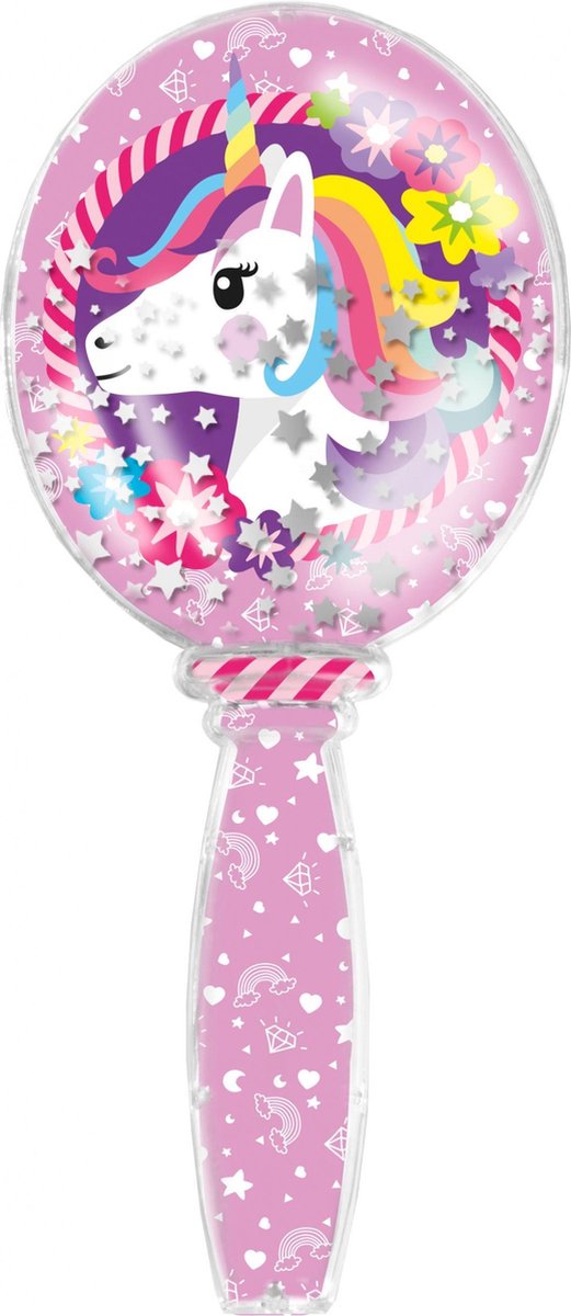 Totum haarborstel Unicorn Glitter 17,5 cm meisjes - Roze