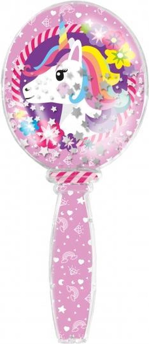 Totum haarborstel Unicorn Glitter 17,5 cm meisjes - Roze