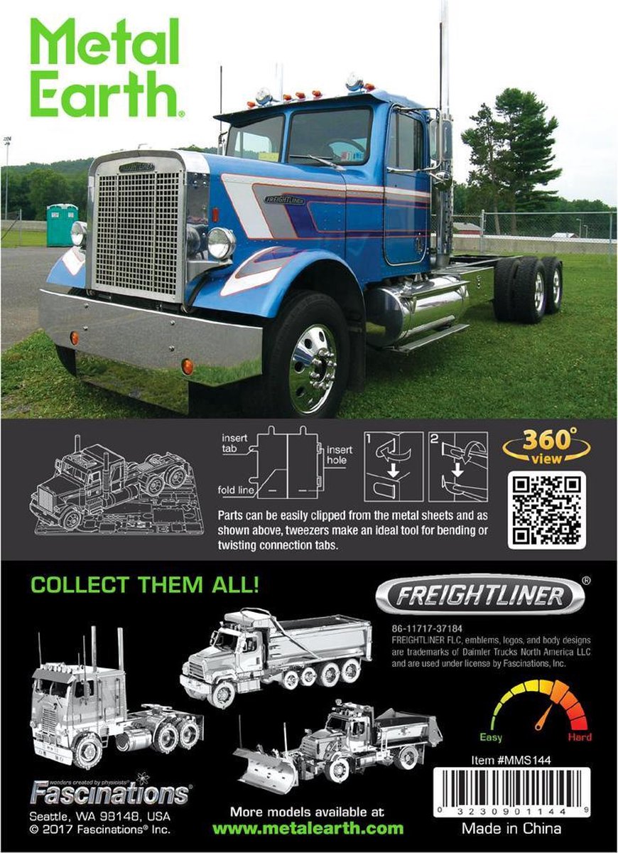 Metal Earth Freightliner Long Nose modelbouwset - Silver
