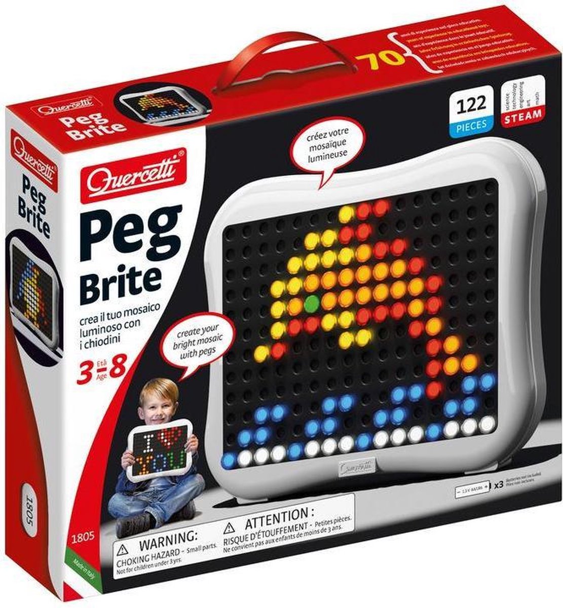 Quercetti Peg Brite mozaïek led junior 122 delig