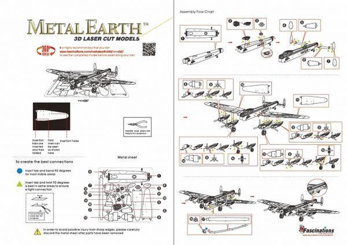 Metal Earth Lancaster Bomber 3D modelbouwset 13,2 cm - Silver