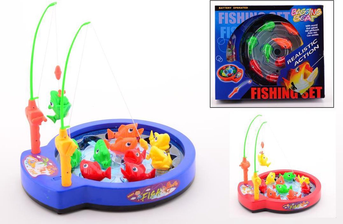 Johntoy hengelspel met geluid 31 cm - Blauw