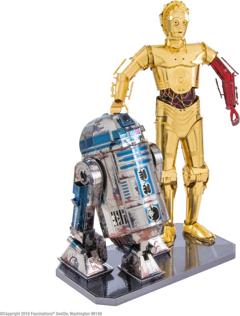 Metal Earth Star Wars R2D2 en C 3PO 3D modelbouwset 12,3 cm - Silver