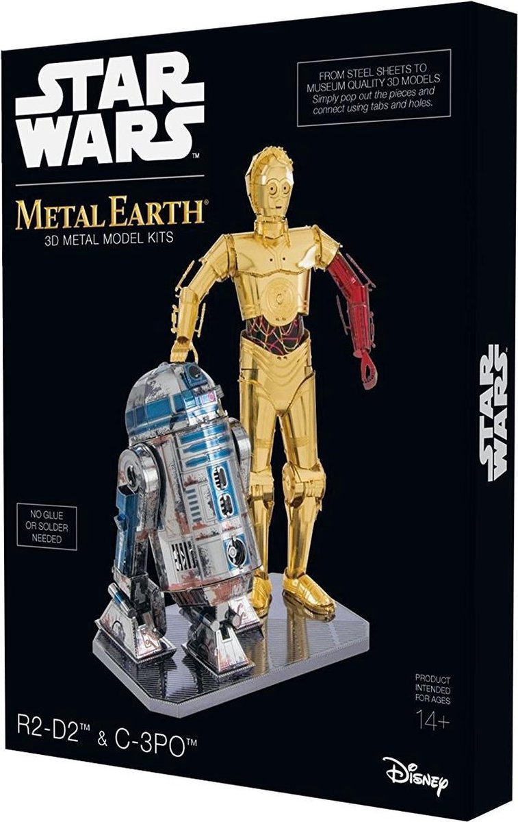 Metal Earth Star Wars R2D2 en C 3PO 3D modelbouwset 12,3 cm - Silver