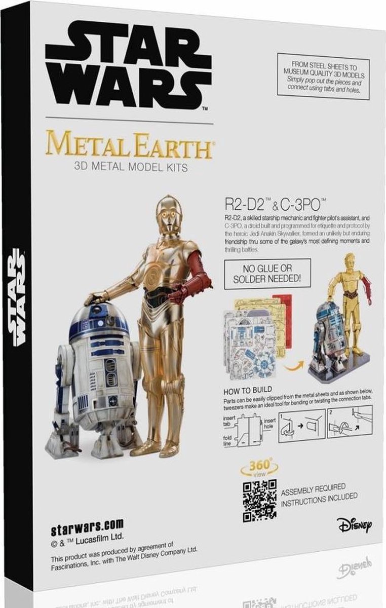 Metal Earth Star Wars R2D2 en C 3PO 3D modelbouwset 12,3 cm - Silver