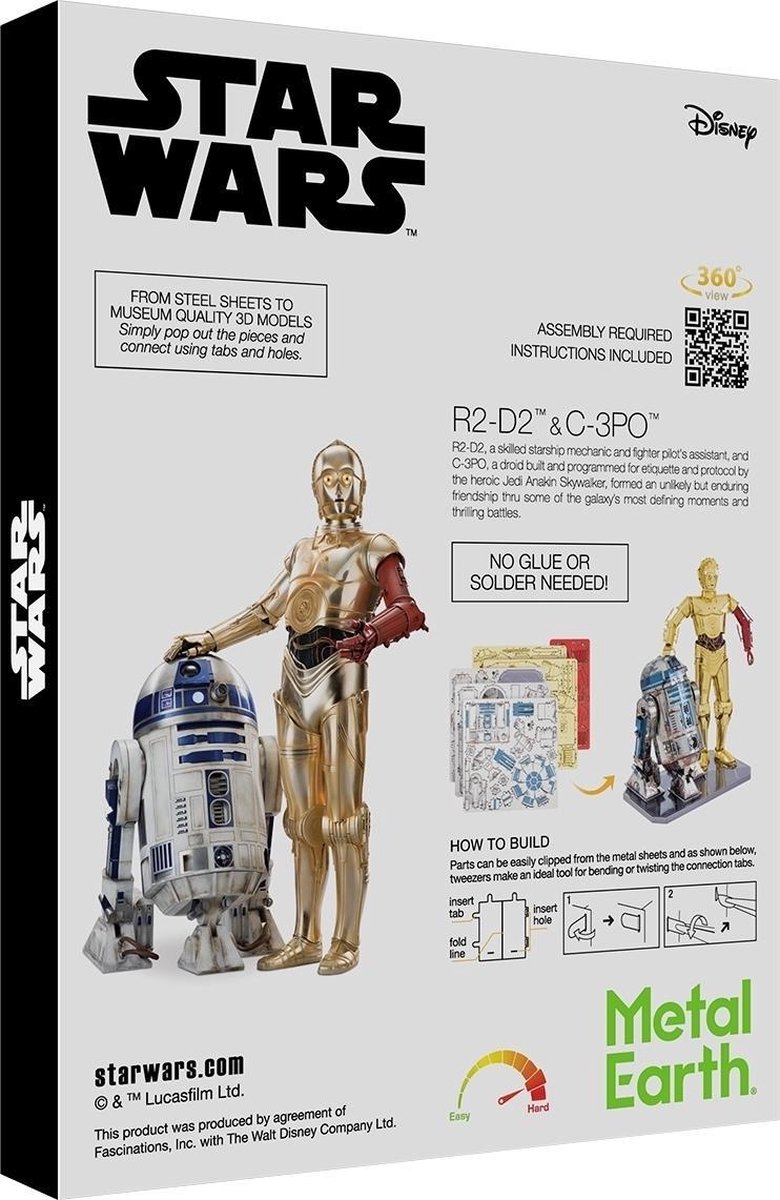 Metal Earth Star Wars R2D2 en C 3PO 3D modelbouwset 12,3 cm - Silver