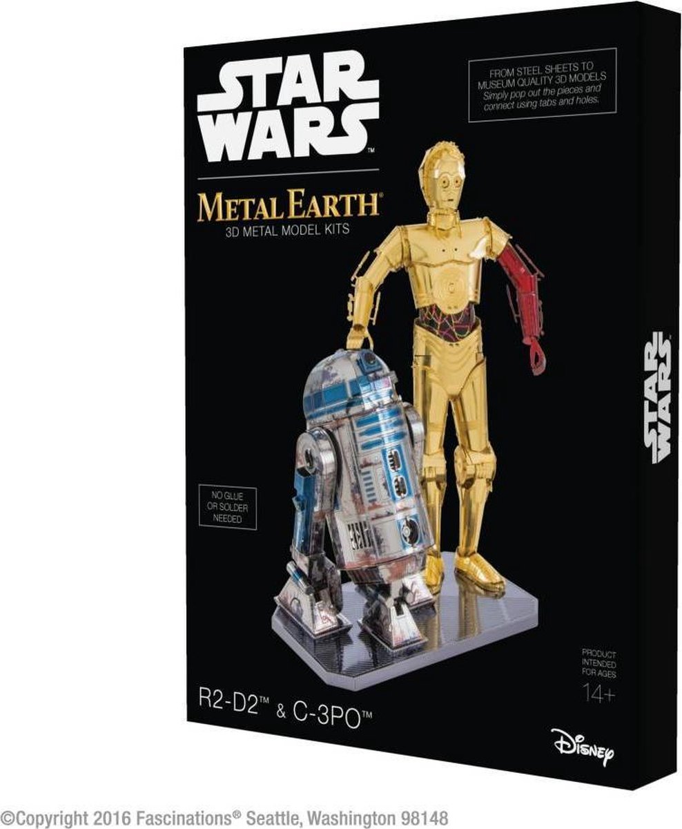Metal Earth Star Wars R2D2 en C 3PO 3D modelbouwset 12,3 cm - Silver