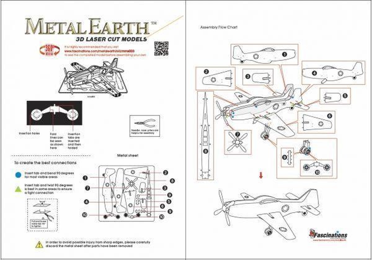 Metal Earth Mustang P 51 3D modelbouwset 9,5 cm